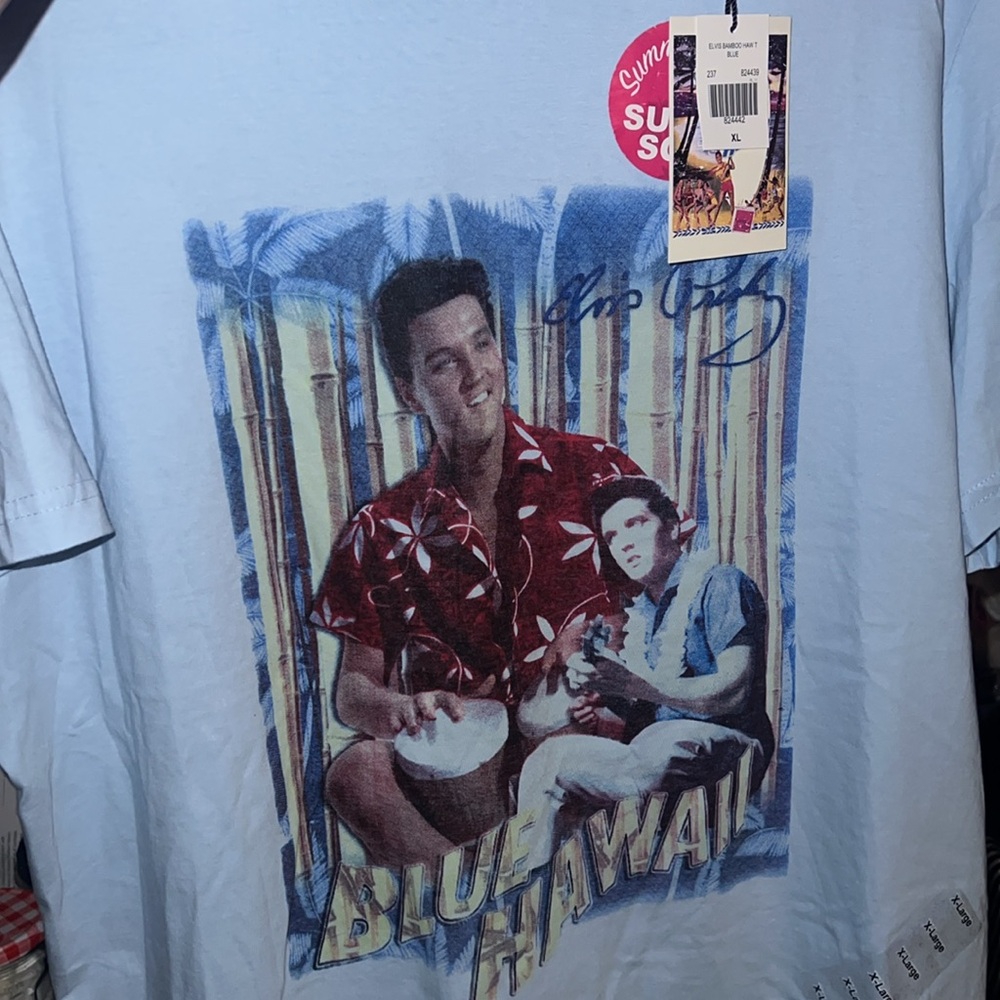 ELVIS PRESLEY “BLUE HAWAII”🌊 NEW with TAG‼️ Blue T-Shirt 💯% Cotton Size XXL - Picture 2 of 16